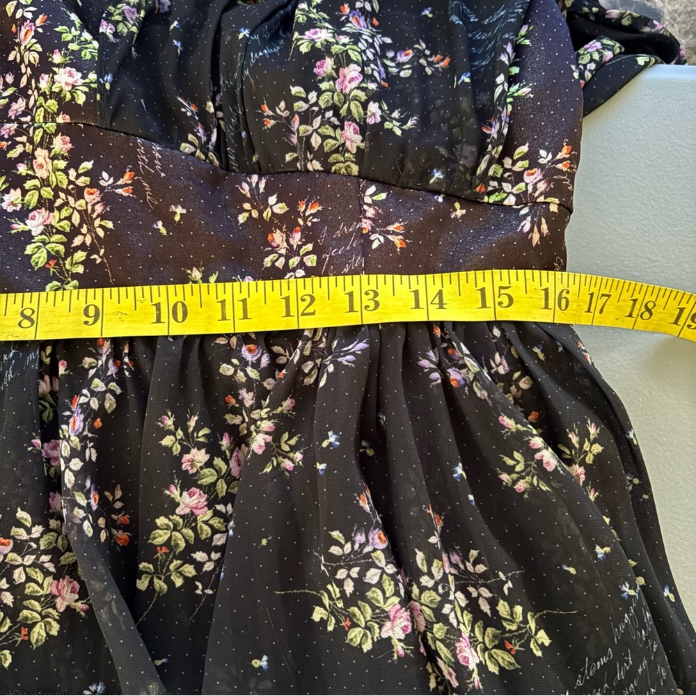 AMUR Elegant Black Floral One-Shoulder Dress Sz 14 - Picture 7 of 8